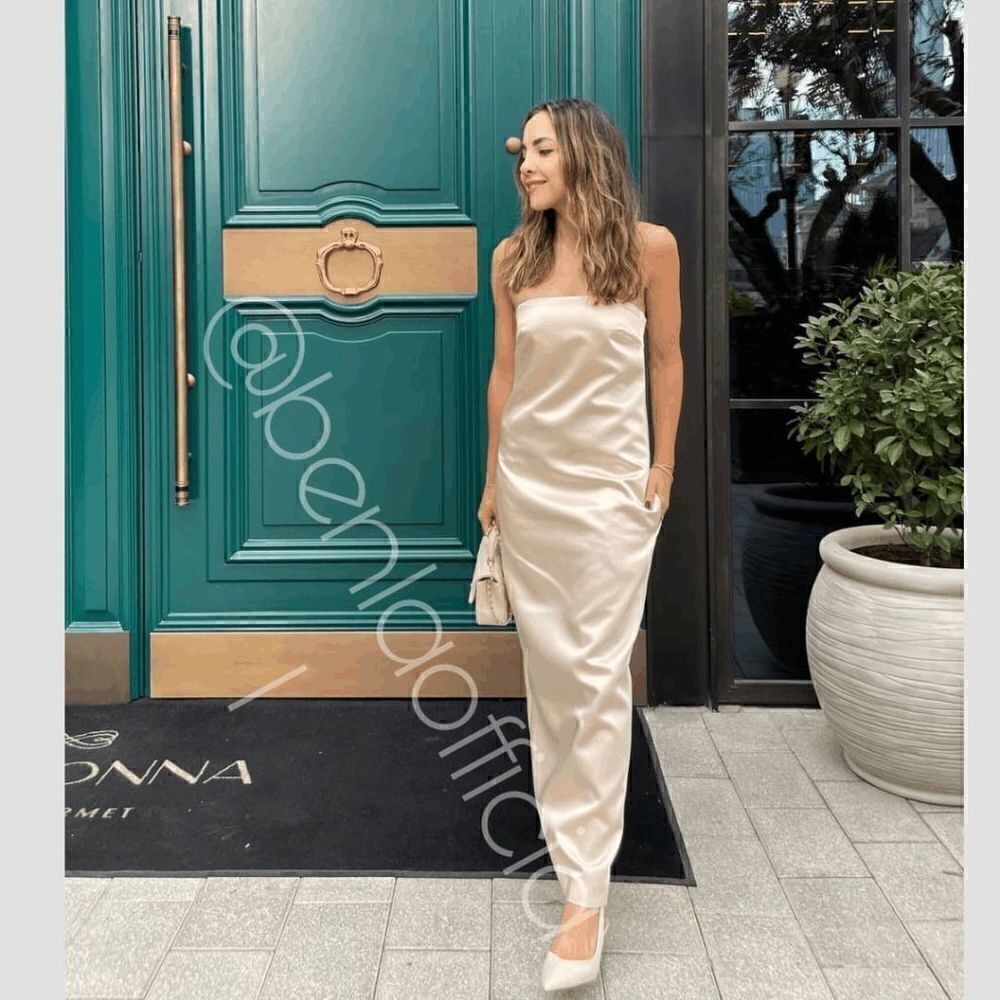 SATIN EFFECT DRESS VANILLA ZARA - Picture 9 of 16